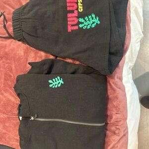 Vintage Havana Black Tulum Jet Setter Zip Up With Matching Shorts